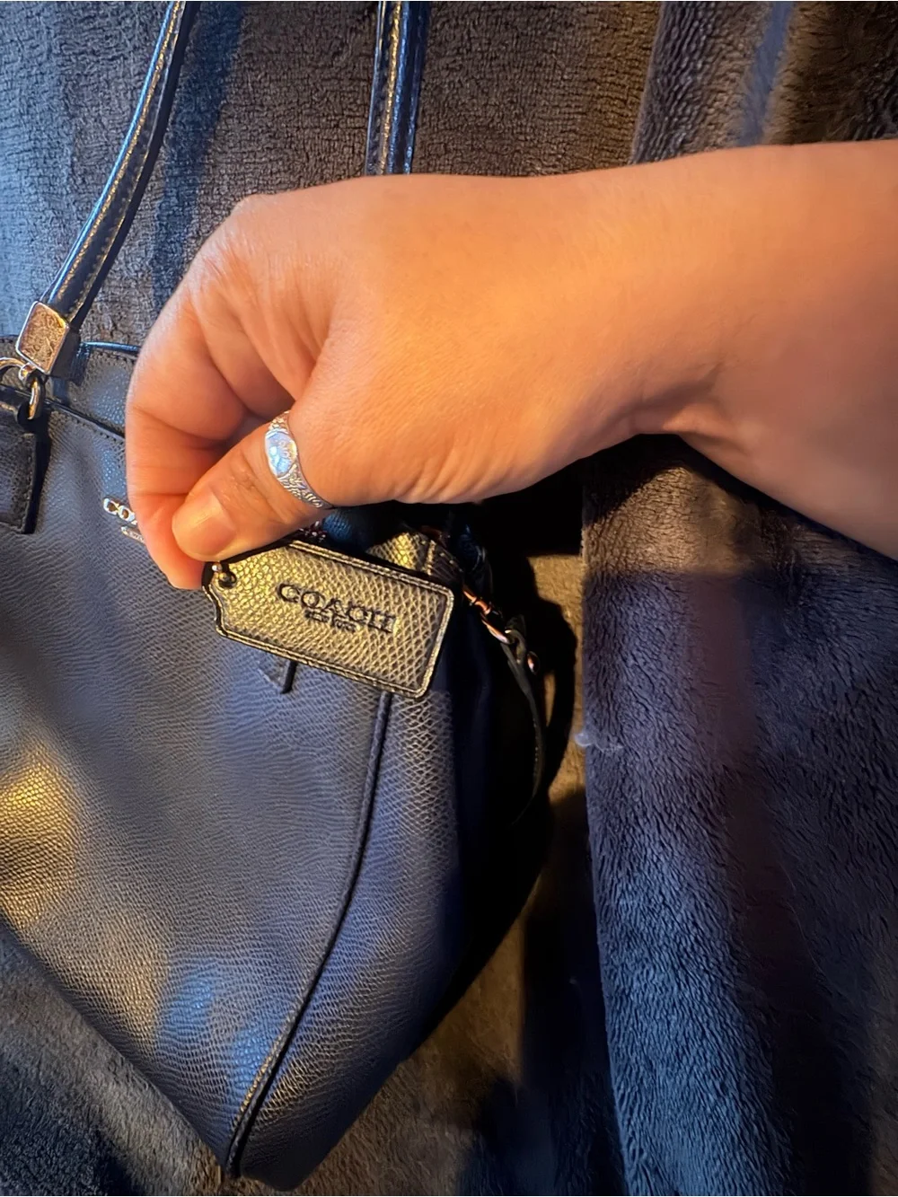 Coach Black Pebble Leather Satchel with Removable Strap